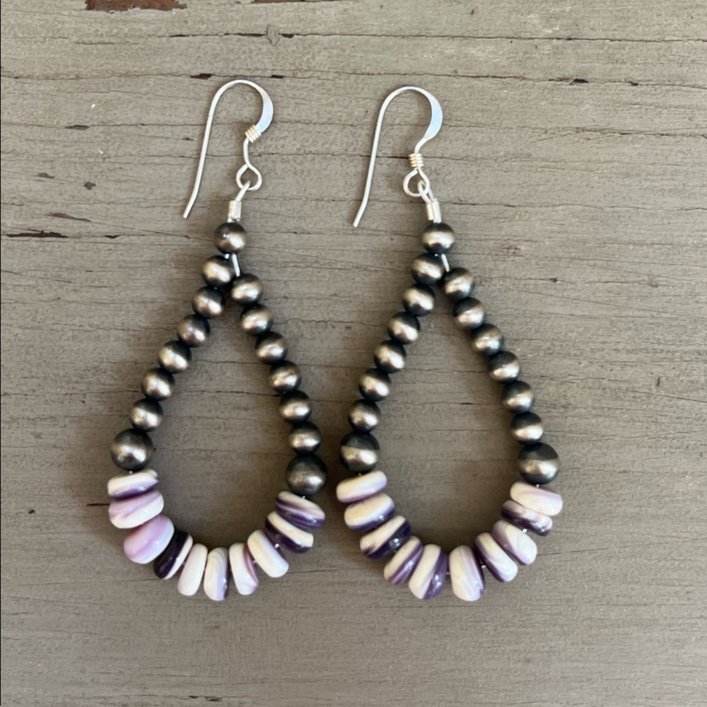 Wampum Quahog Shell Loop Earrings